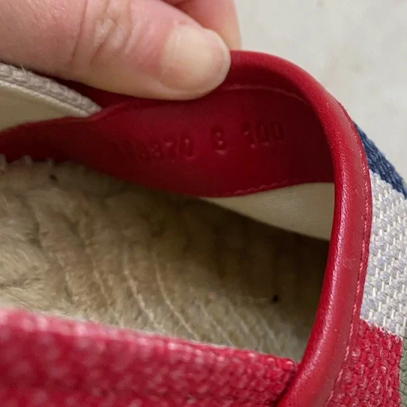 Gucci Sylvie Stripes Interlocking G Logo Canvas Leather Espadrilles Flats size 8 - Picture 11 of 12